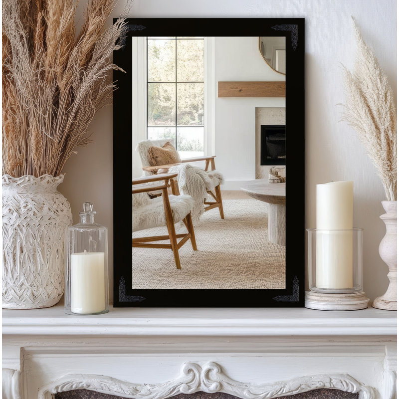 Heavner Flat Wall Mirror, Black, 32" H x 22" W