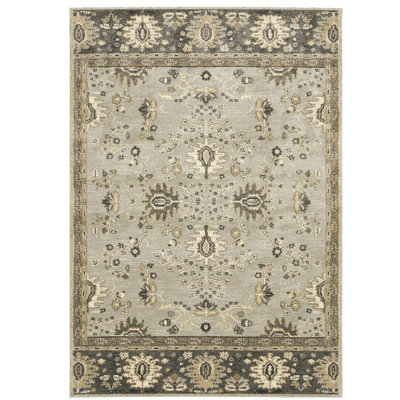 Tapis gris / beige tissé à la machine Caryll