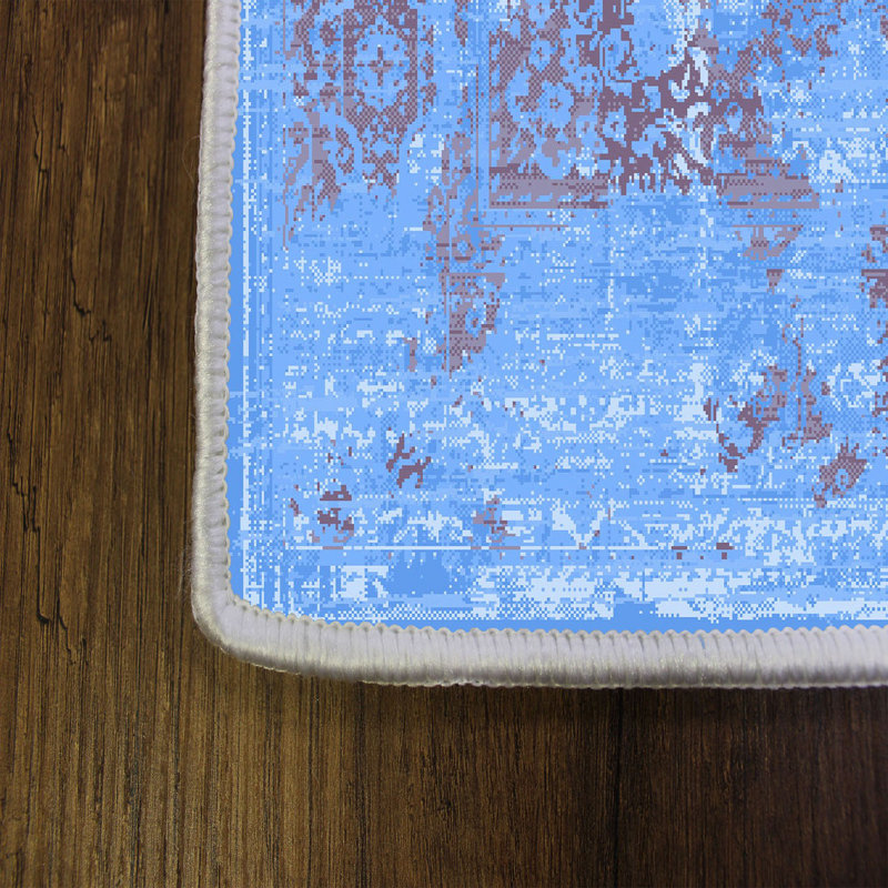 Mullanie Power Loom Blue Rug, Rectangle 3'3" x 6'7"