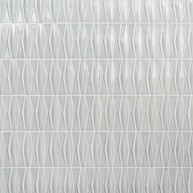 Nabi Harlequin 2X8 Crackled Glossy Glass Mosaic Tile, Arctic Blue