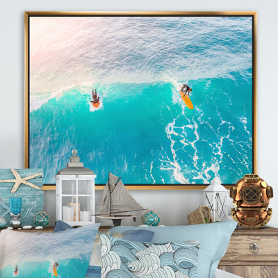 " Surfers On A Bright Sunny Ocean Wave "