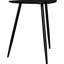 Table d'appoint triangulaire moderne en bois massif noir, coins arrondis, idéale pour les espaces de vie contemporains. Trois pieds évasés, compatible avec un fauteuil.