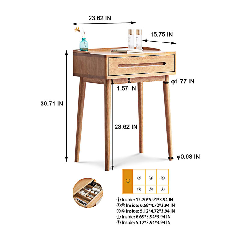 Commode, table bistro, bureau compact avec tiroir de rangement, table de maquillage, bureau d'écriture