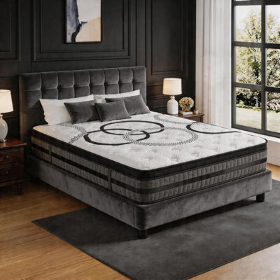 Matelas hybride mi-ferme 12 po avec mousse à mémoire de forme gélifiée, ressorts ensachés améliorés pour isoler les mouvements et soulager la pression