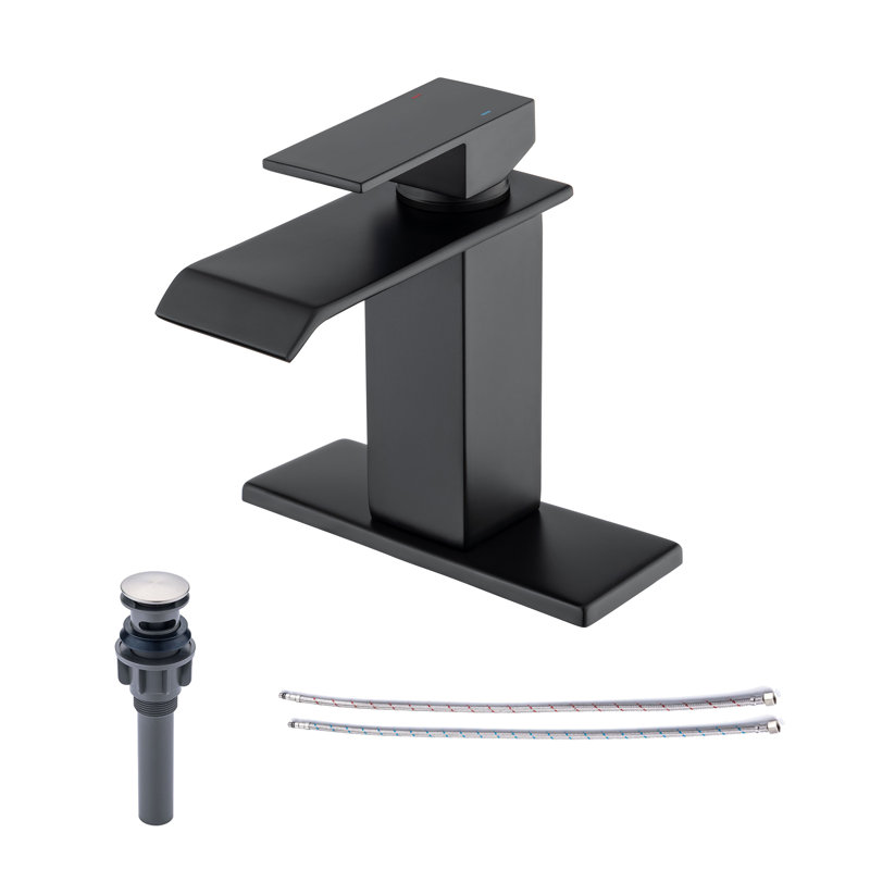 Single-Hole Single-handle Bathroom Faucet with Drain Assembly, Matte Black