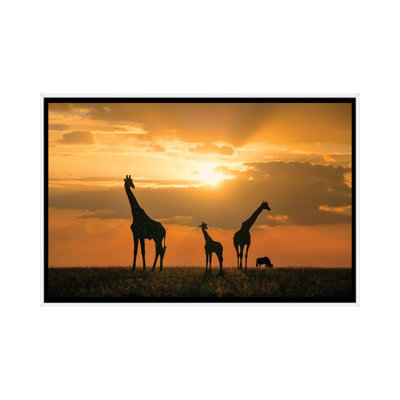 Golden Africa 1 Piece Floater Frame Wall Art on Canvas