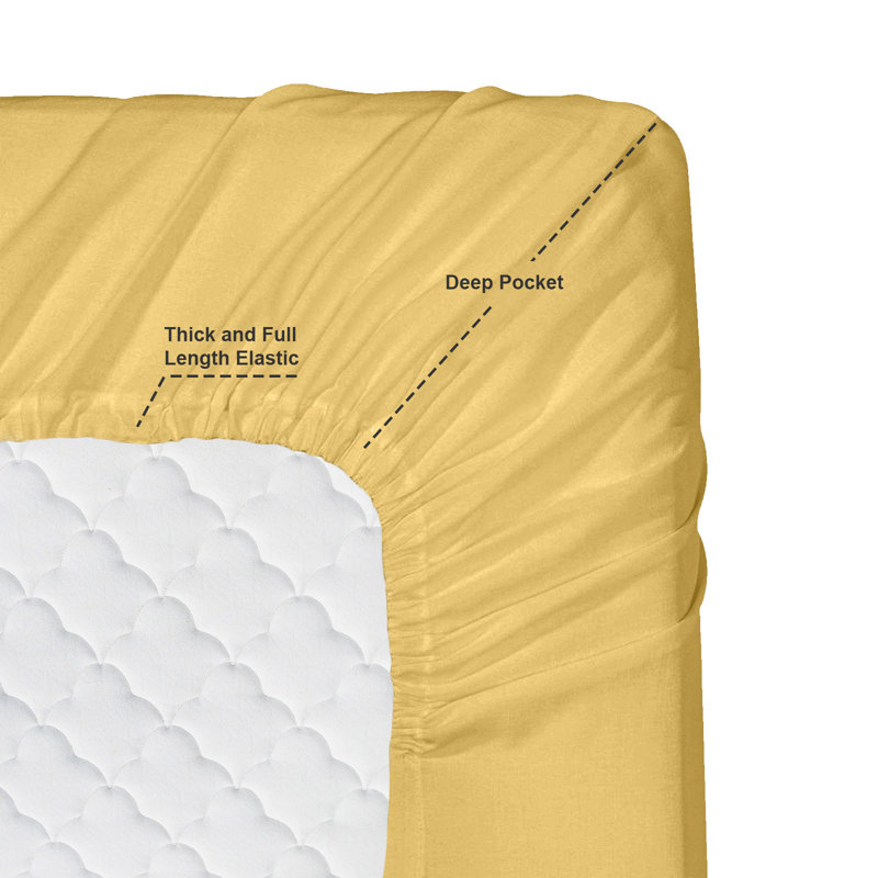 Ensemble de draps , Jaune, Ensemble de draps pour lit simple TG + drap-housse