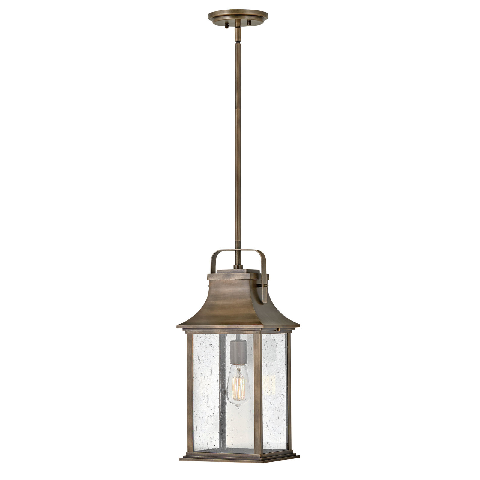 Sereia Seeded Outdoor Hanging Lantern, Bronze