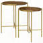 Table gigogne ronde en bois brun et doré 2 pièces Genevieve (seulement avec table basse)