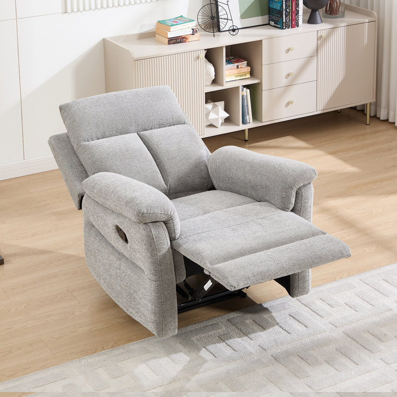  34.3" Wide Soft and Upholstered Manual Standard Recliner with Ergonomic Armrests（Set of 2), Light Gray Microfiber/Microsuede