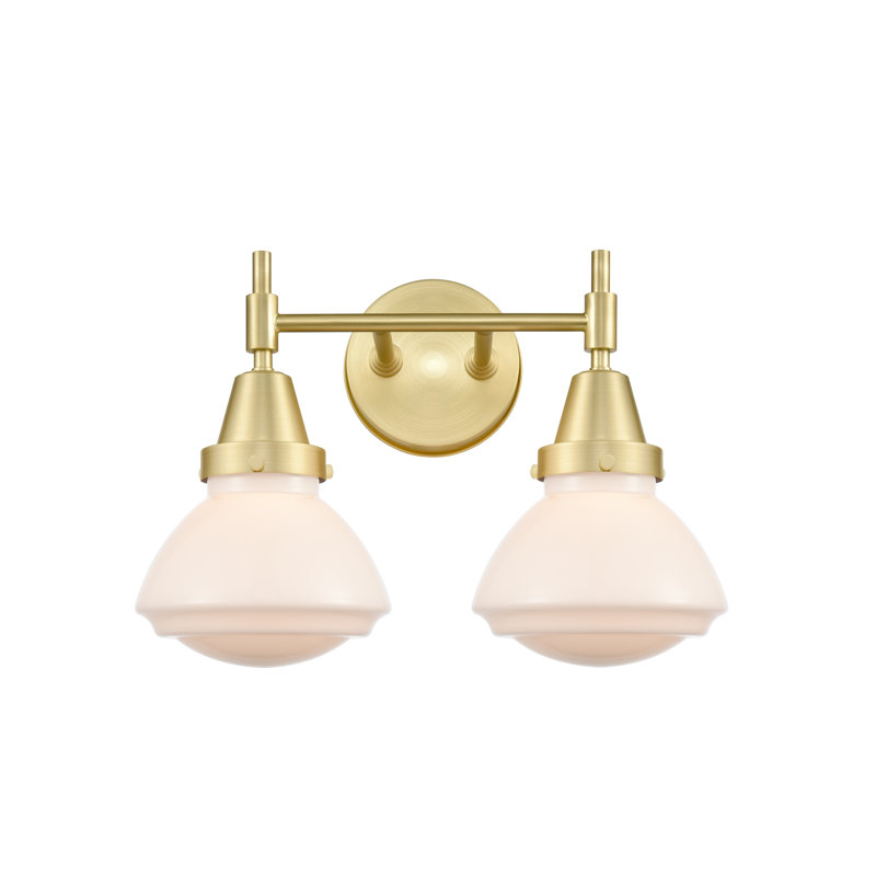 Gayle 2 - Light Dimmable Vanity Light, Matte White, 4 Watt Vintage LED Bulb, Satin Brass