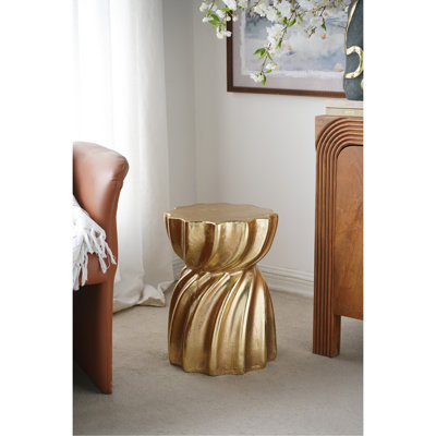 14 po x 14 po x 18,7 po, tabouret d'appoint en magnésium doré, un tabouret de solution de décoration intérieure contemporaine avec un motif tourbillonnant artistique, adapté au salon et à l'entrée
