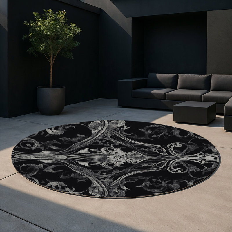Smoky Shadow Indoor And Outdoor Area Rug, Round 5'
