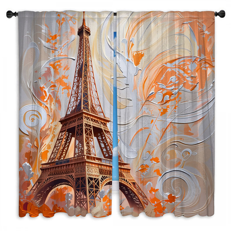 Rideaux de fenêtre Tour Eiffel obscurcissant et obscurcissant - 2 panneaux, 40in x 80in - 2 panels, Transparent