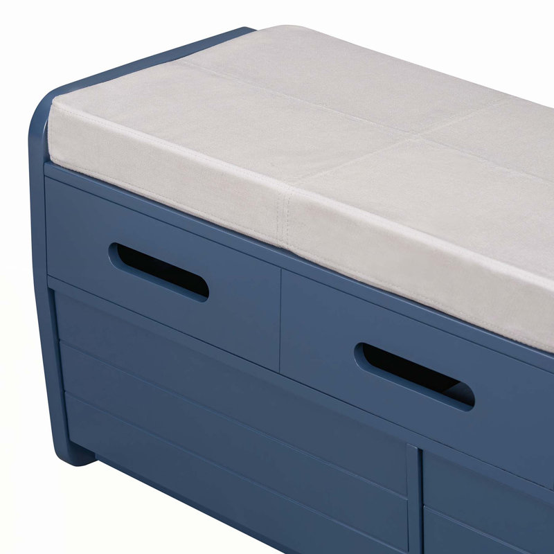 Rustic Storage Bench with Hidden Compartments and Versatile Use for Home, Navy