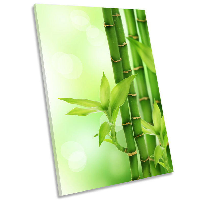 Bamboo Floral Green 1 Piece Wrapped Canvas Wall Art, 61cm H x 40.6cm W