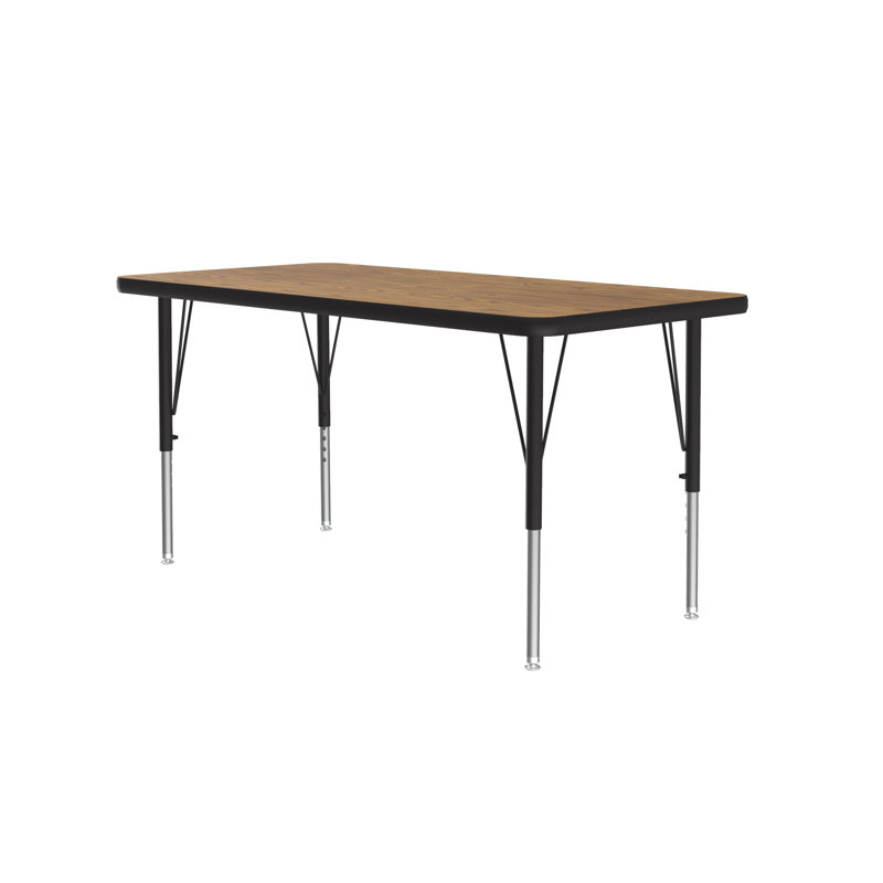 Laminate Adjustable Rectangle Activity Table, 29" H x 60" L x 24" W, Medium Oak