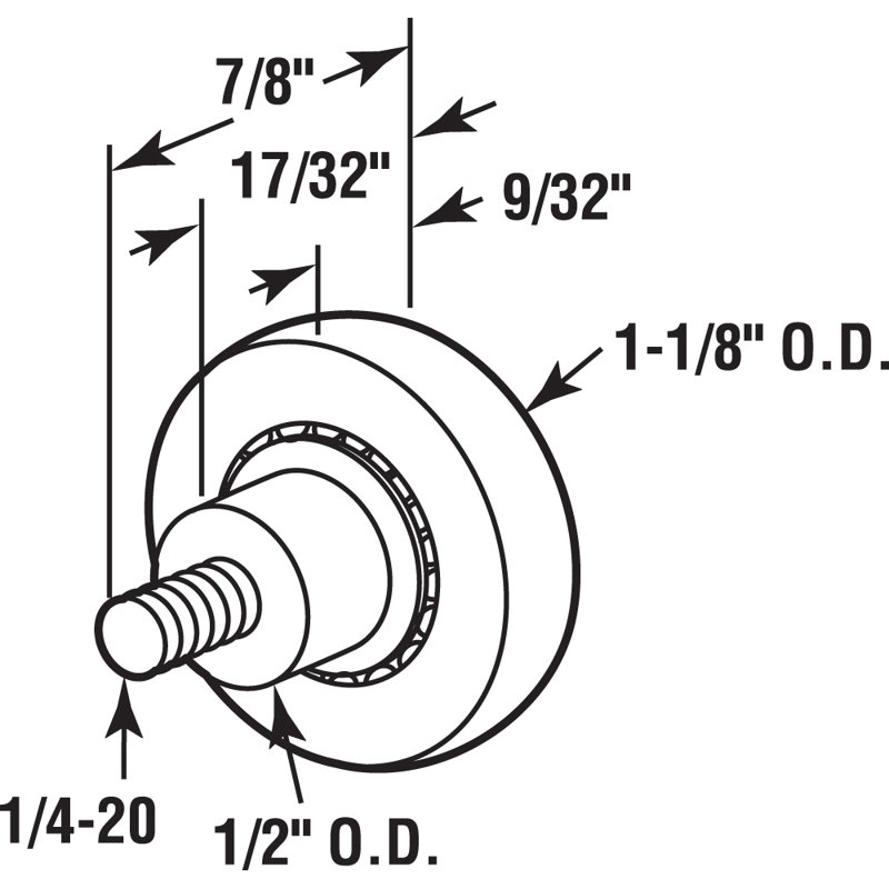 Prime-Line 1-1/8 in. White, Nylon, Ball Bearing Drawer Rollers