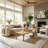 47" Sturdy Farmhouse Coffee Table with Woven Top, Extra Seating For Living Room，Corridor-117177856