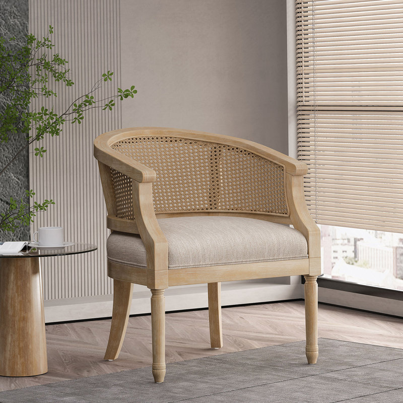 Chaise d'appoint en bois d'hévéa beige naturel, Beige