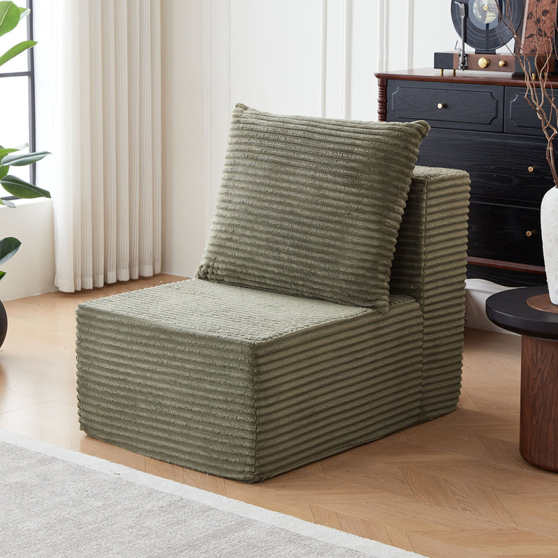 Canapé modulaire désossé en velours côtelé avec porte-gobelets, sans assemblage requis, H 30,01 po x l 165,01 po x P 78,51 po