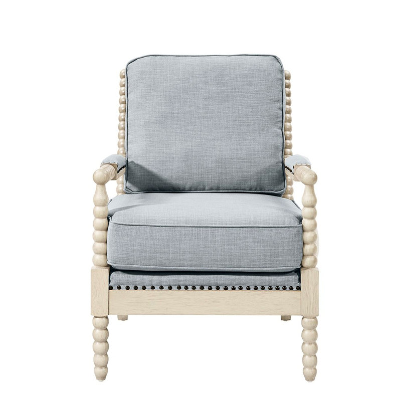 Fauteuil Graceful avec pieds en bois massif, fauteuil rembourré, structure, coussin de dossier amovible