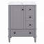 Meuble-lavabo autoportant en bois massif de 24 po + panneau de fibres à densité moyenne avec lavabo intégré en céramique, meuble de salle de bain gris avec tablette à double couche, tiroirs et porte à fermeture en douceur-133595969