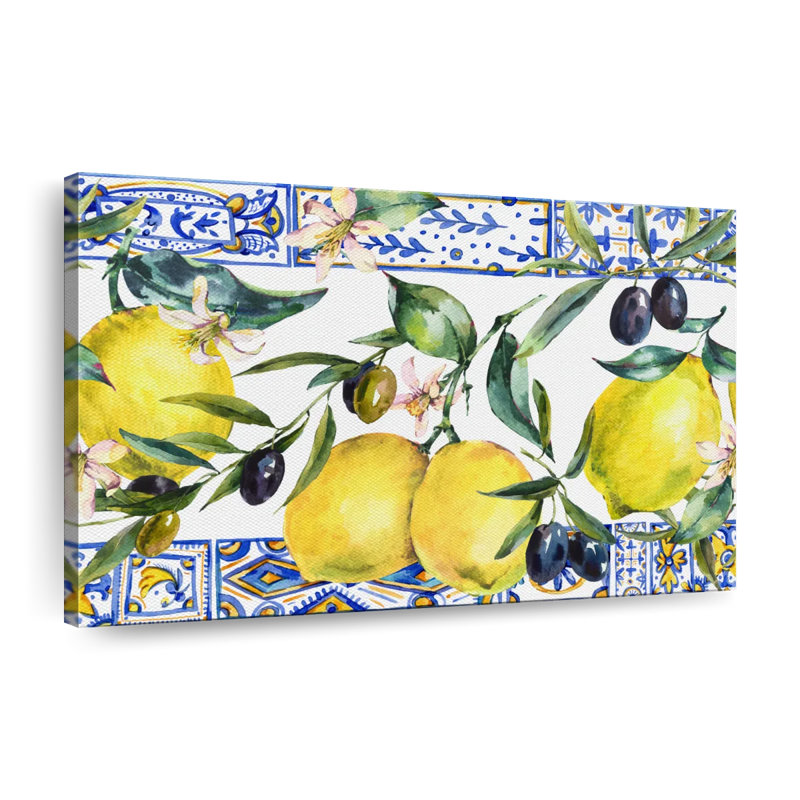 Lemons And Olives Canvas Print, 24" H x 36" W x 1.25" D