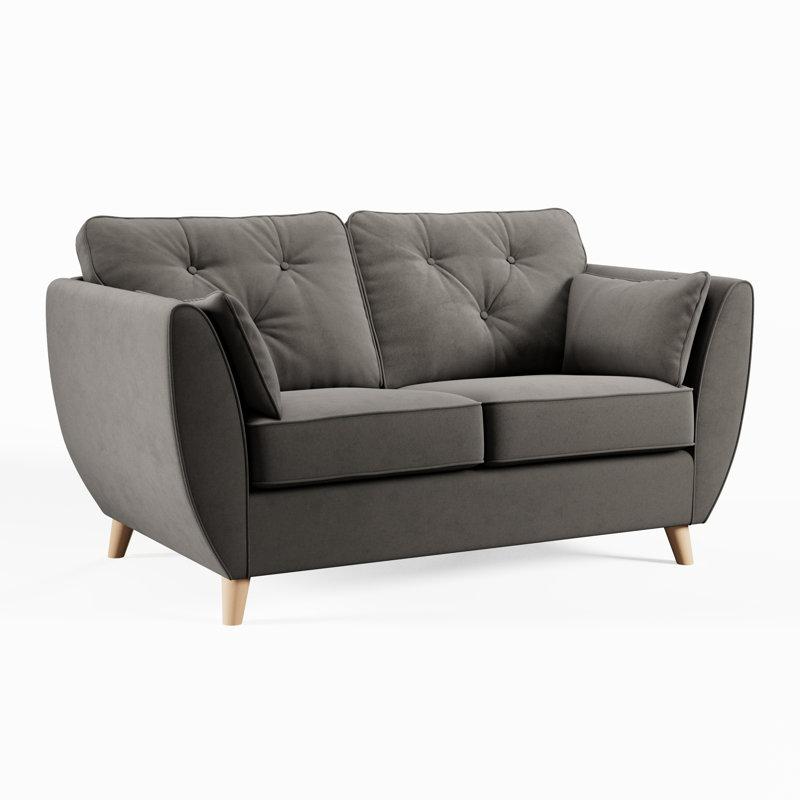 Birjesh 2 Seater Sofa, Beige Wood, Asphalt