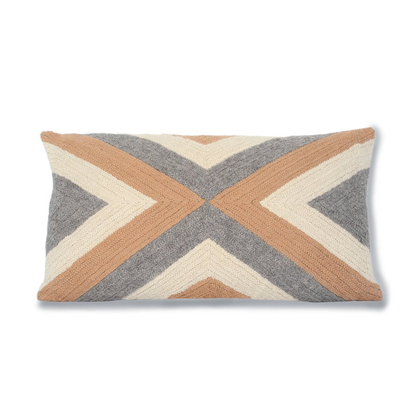 Grinda Natural Rectangular Pillow Cover and Insert, Camel/Gray