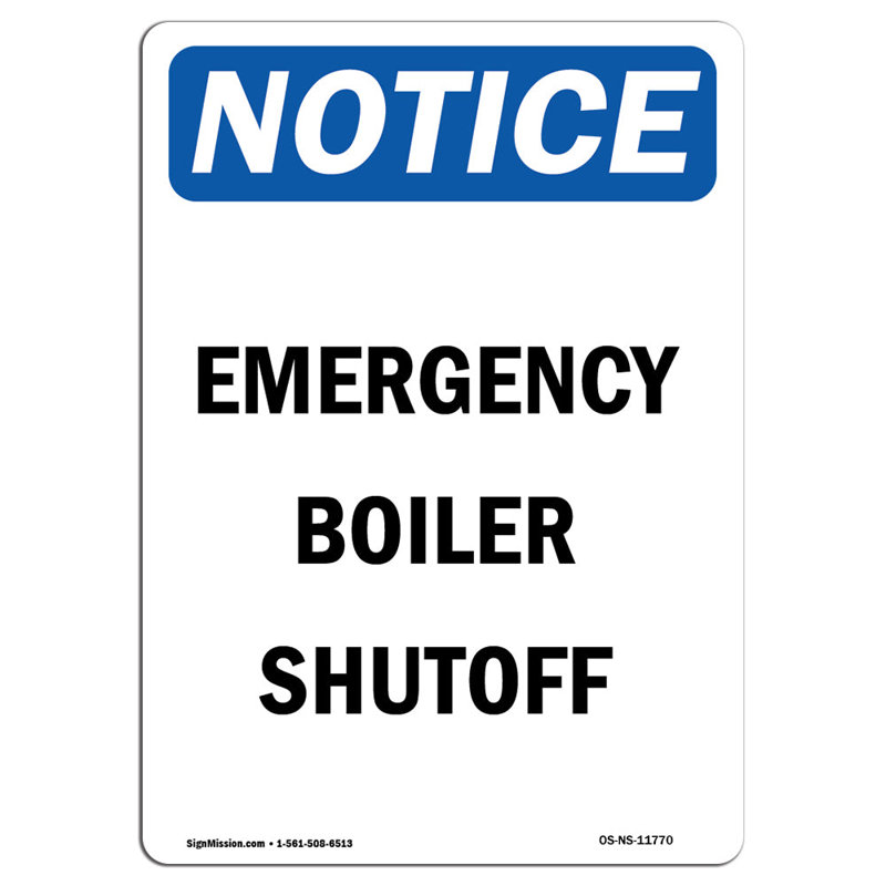 Emergency Boiler Shutoff Sign