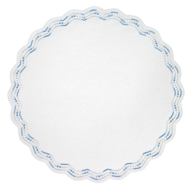 Belgravia Embroidered Scallop Placemat, Blue/White