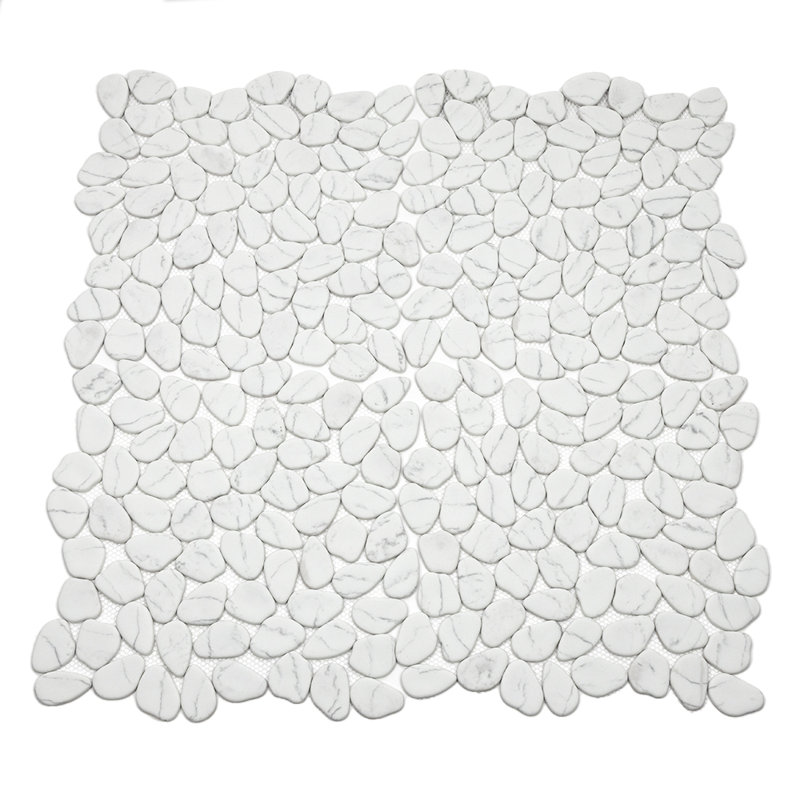 Recycled Cenote Pebble 13" x 13" Glass Wall & Floor Tile, Blanco White