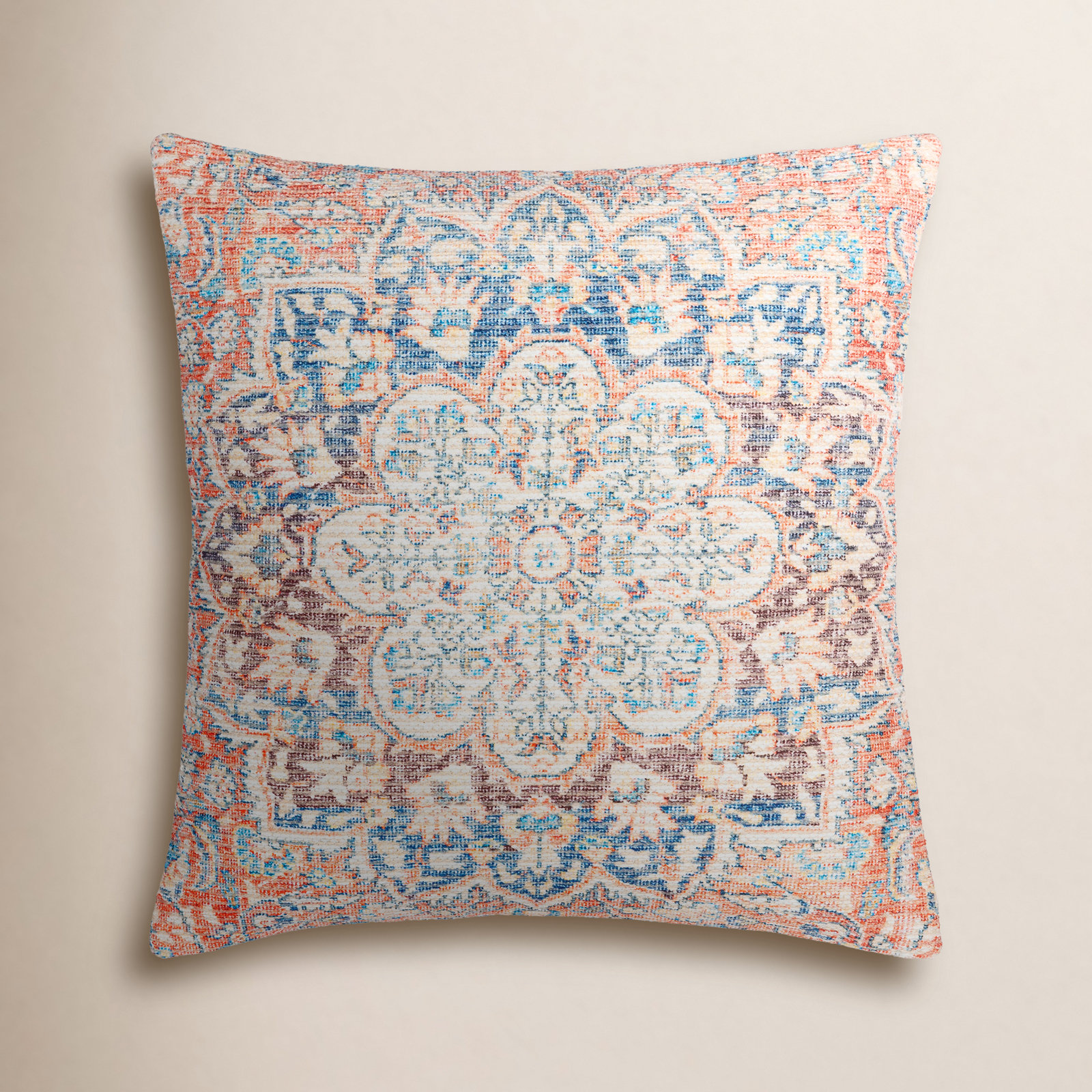Colin Floral Throw Pillow, 18" x 18", Cream