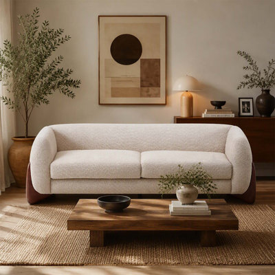 Canapé Sherpa bouclé de 208 cm (82 pouces) - Amande, moelleux et surdimensionné pour un confort et un style ultimes