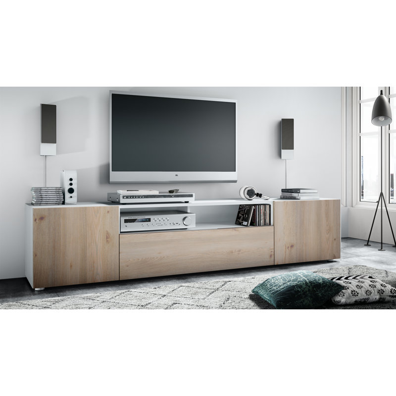 Akaki TV Stand for TVs up to 78", Nordic Oak front/White top