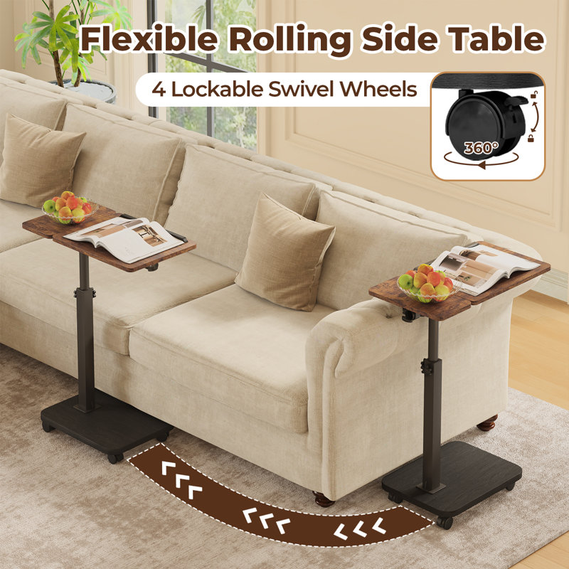 Adjustable TV Tray Table with Wheels