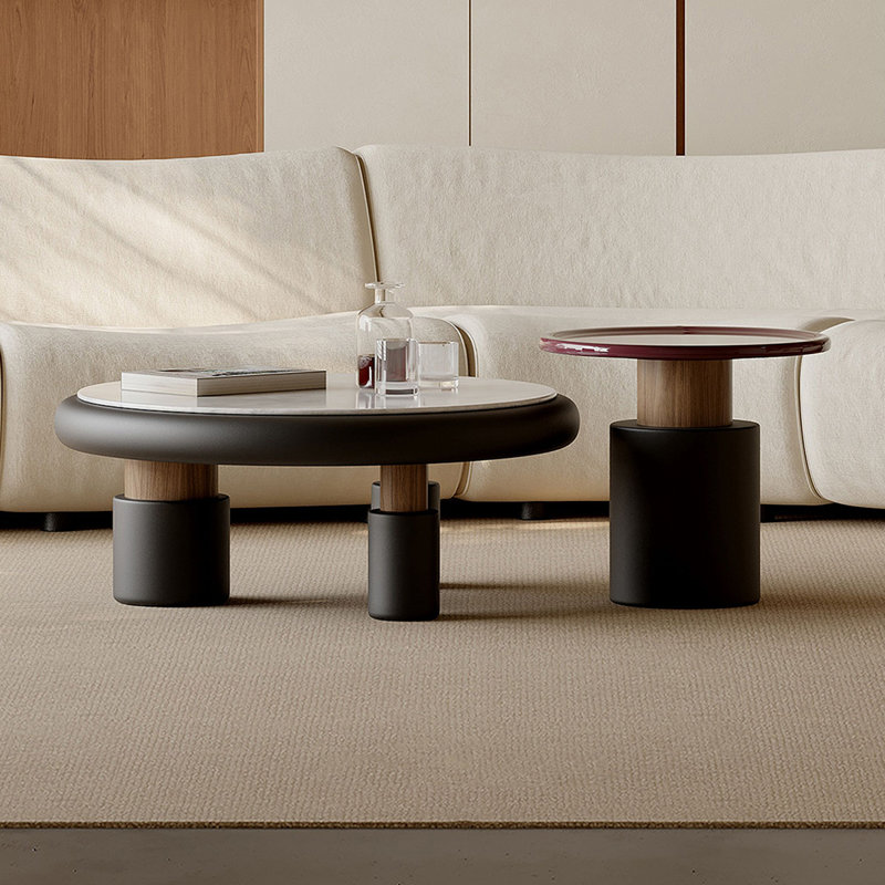 Round Marble Coffee Table Set