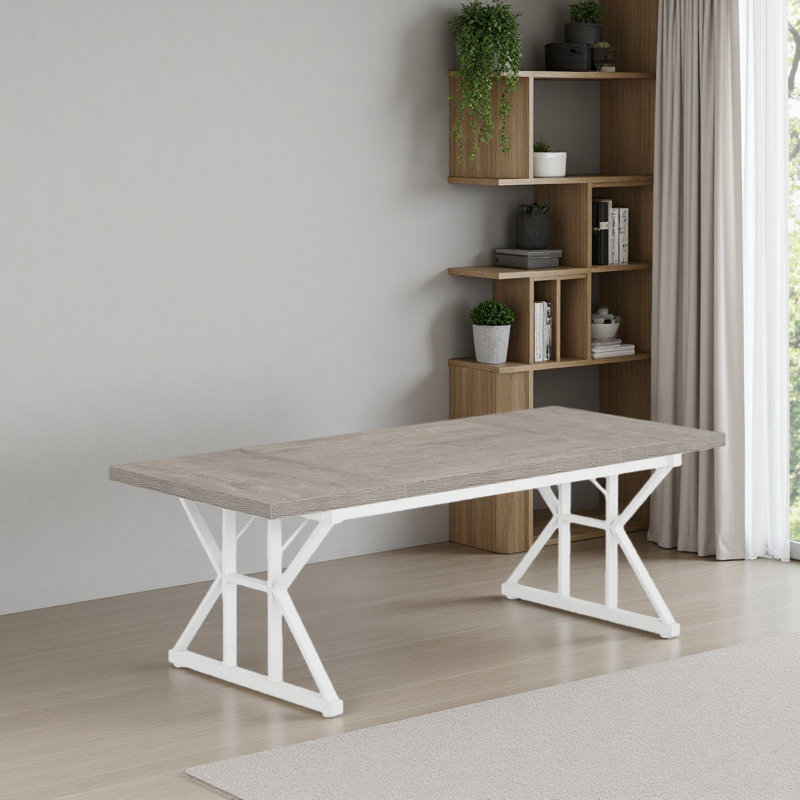 Kitchen Table,Rustic Dining Table, White, Gray