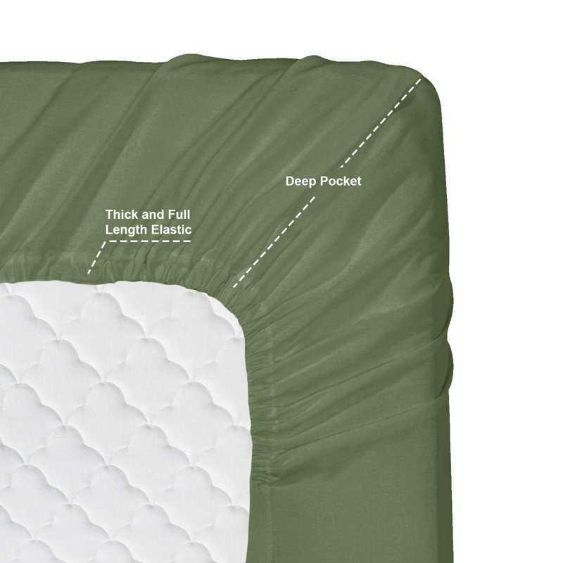 Microfiber Sheet Set, Calla Green, Short Queen Sheet Set+Fitted Sheet+2 Pillowcases