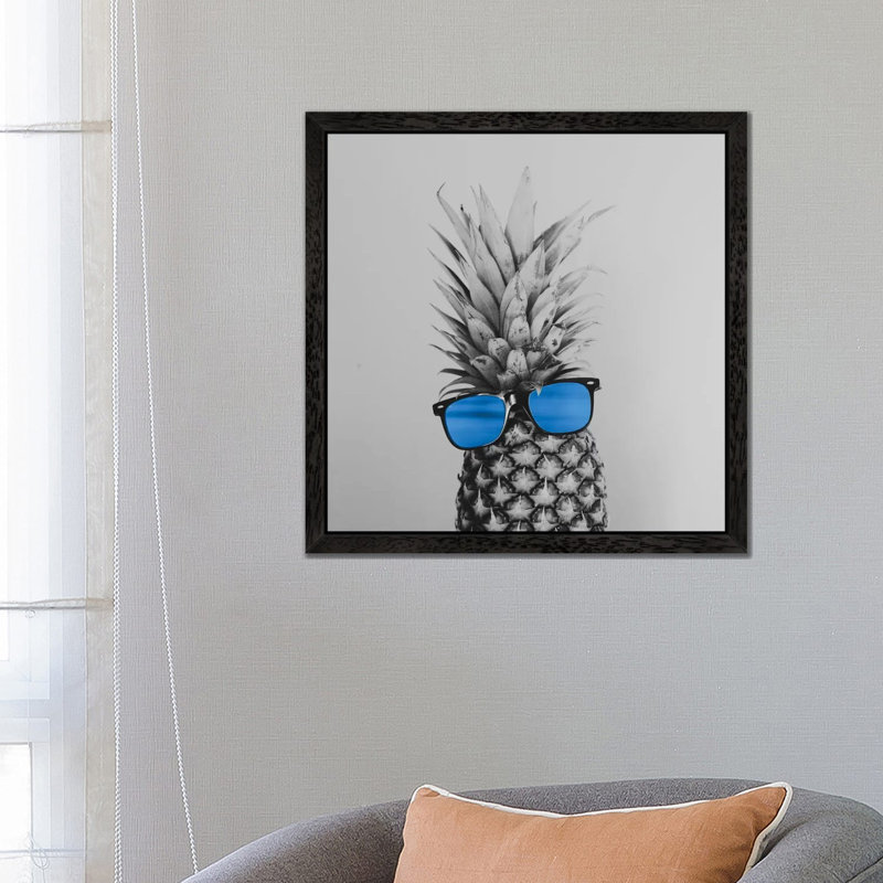 Mr. Pineapple II by Chelsea Victoria - Print on Canvas, 93.98 cm H x 93.98 cm W, Black Floater Framed