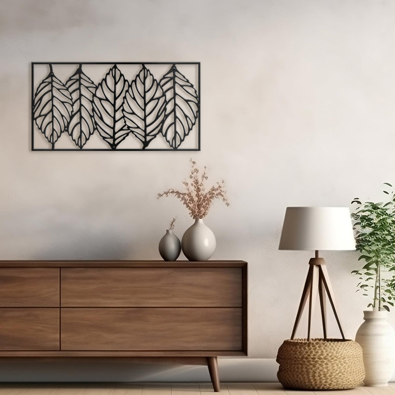 Décoration murale en métal, H 15 po x l 30 po x P 0,05 po, Noir