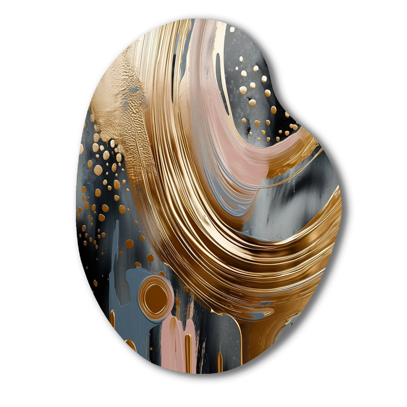 Gilby - décoration murale asymétrique en métal en marbre, reproduction d'art en métal de forme unique dorée