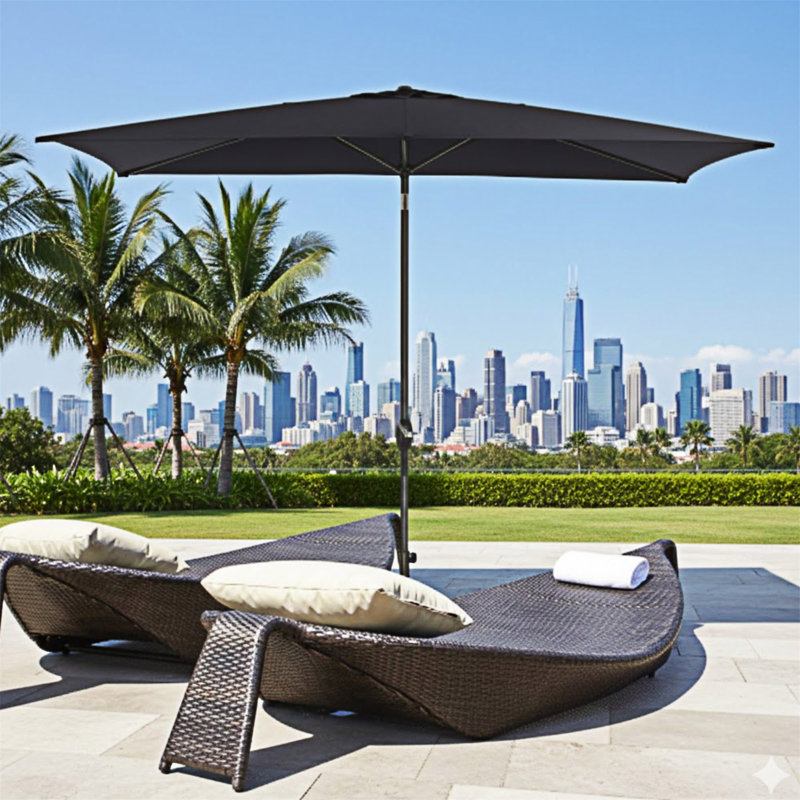 Parasol rectangulaire noir, Noir