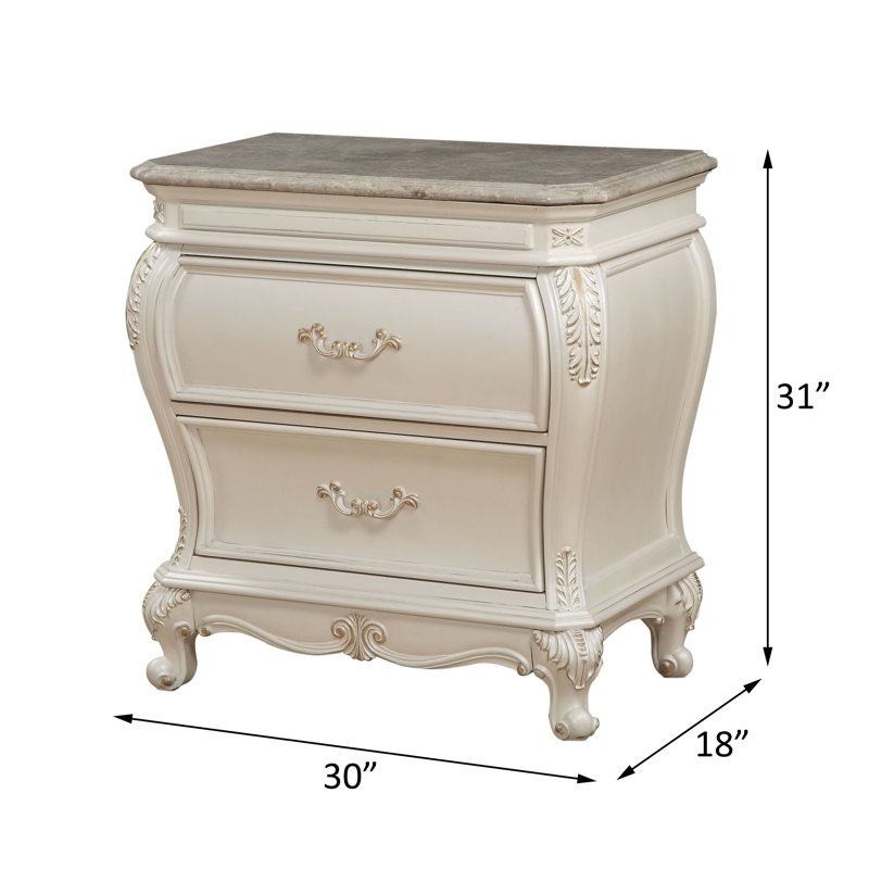 ACME Chantelle Nightstand, Pearl White, Pearl White