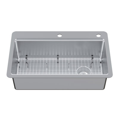 Kingston Brass Calgary 33-Inch Stainless Steel Single Bowl Dual Mount Kitchen Sink With Drain