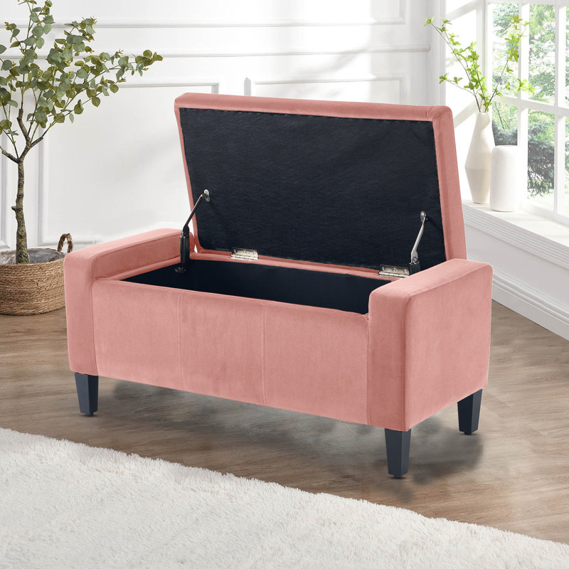 Polyester Upholstered Bench, Blush