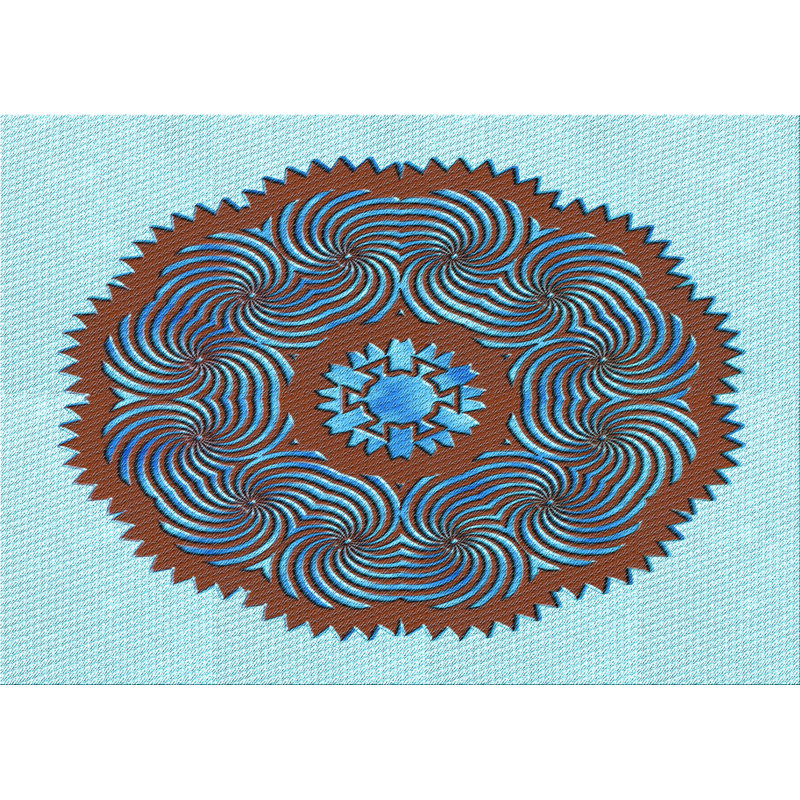 Tapis 100% à motifs lavables à la machine 2989PAT3716LBLU, Rectangle 6 pi x 9 pi