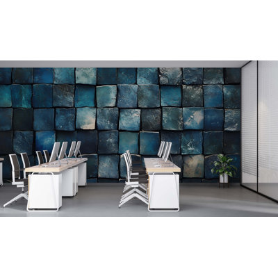 Art mural moderne - Décoration murale à motif de carreaux abstraits pour l'espace de travail - Papier peint moderne
