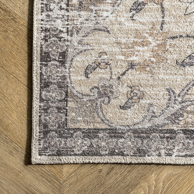 Glenda SpinClean Machine Washable Faded Medallion Area Rug, Runner 2'6" x 8'